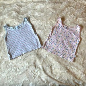 2/$25 Kloz Tanks Tops Pink Floral and Blue with Stars Girls Size 4/5